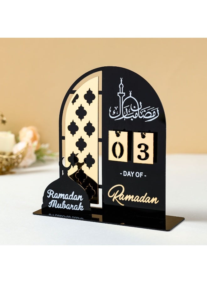 Acrylic Mirror Desktop Countdown Ornament, Holiday Scene Decoration, Desktop Calendar Standee - Image 1